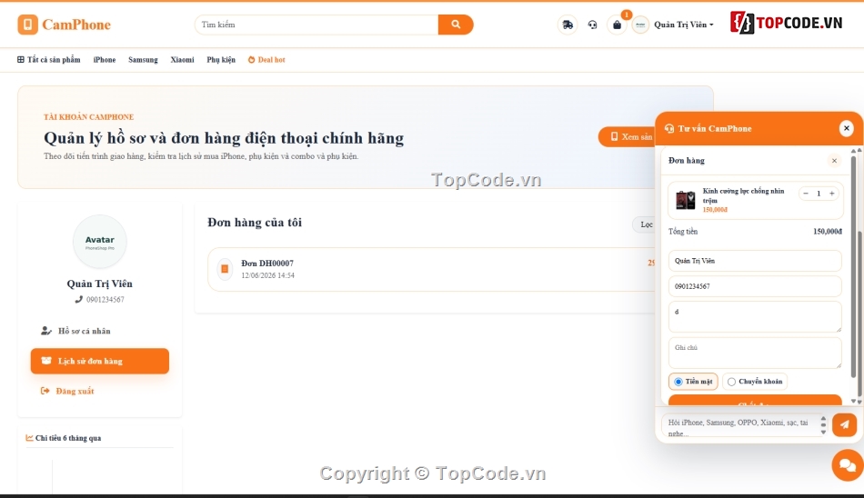Website bán hàng,Web bán hàng,chat bot